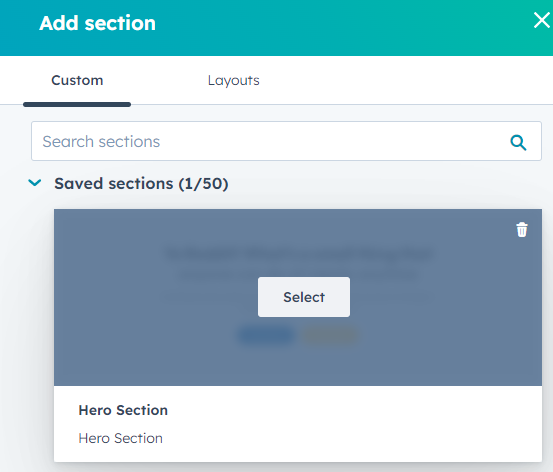 Selecting Sections - Image